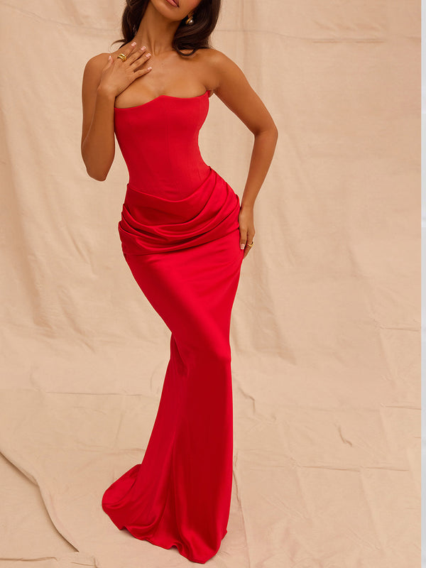 Slim Tube Top Long Dress Sexy Fashion Bandeau Backless Party Evening Dresses For Women Clothing